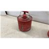 Image 5 : Two Vintage “Gasoline” Metal Fuel Cans with Spouts and Handles