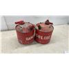 Image 6 : Two Vintage “Gasoline” Metal Fuel Cans with Spouts and Handles