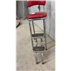 Image 3 : Vintage Cosco Mid-Century Chrome Kitchen Step Stool Chair, Red Vinyl