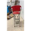 Image 4 : Vintage Cosco Mid-Century Chrome Kitchen Step Stool Chair, Red Vinyl