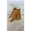 Image 1 : Vintage Wooden Convertible Step Stool Chair with Slatted Back