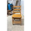 Image 3 : Vintage Wooden Convertible Step Stool Chair with Slatted Back