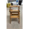 Image 7 : Vintage Wooden Convertible Step Stool Chair with Slatted Back