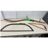 Image 1 : Vintage Bow Saw, Modern Bow Saw, and Scythe with Sickle Blade