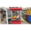 Image 11 : Red Popcorn Machine on Cart with Gold Wheels, 60 × 30 × 18”