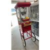 Image 2 : Red Popcorn Machine on Cart with Gold Wheels, 60 × 30 × 18”