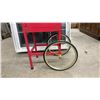Image 5 : Red Popcorn Machine on Cart with Gold Wheels, 60 × 30 × 18”
