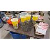 Image 9 : Red Popcorn Machine on Cart with Gold Wheels, 60 × 30 × 18”