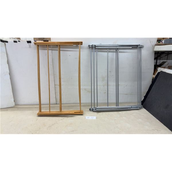 Two Collapsible Drying Racks: Wood and Metal, Each with 3 Sections