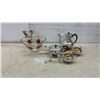 Image 1 : Silver-Plated Tea and Coffee Service, Shakers, and Vintage Glass Chip and Dip Set