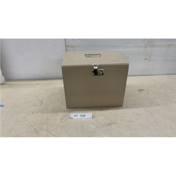 Portable Lockable Metal File Storage Box with Divider, 10 × 12-1/2 × 10" (No Key)