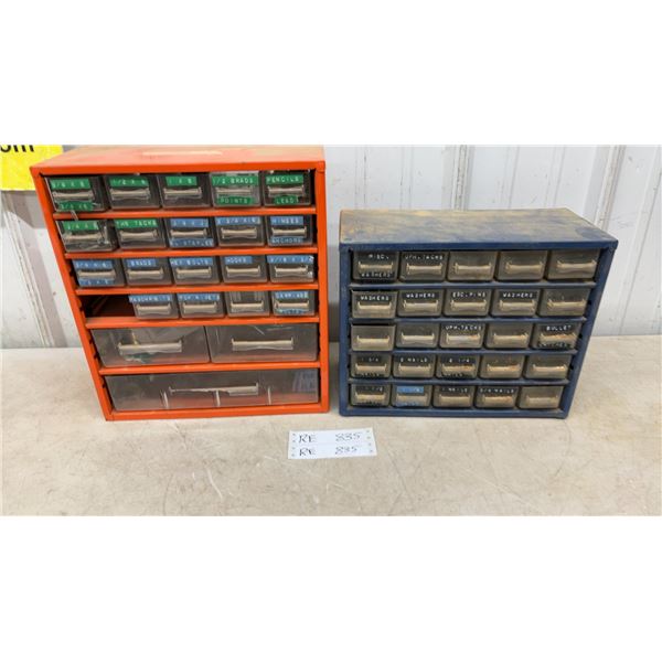 Two Multi-Drawer Small Parts Organizers: Brads, Tacks, Washers, Nails, and More