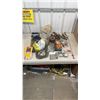 Image 1 : Assorted Hand and Power Tools: Gander Gloves, Clamps, Hammer, and Sander