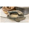 Image 3 : Vintage Farberware Pressure Cooker, Wooden Bowl, and Antique Electric Irons