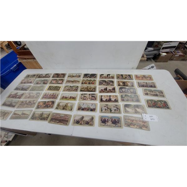 Large Collection of Antique Color Stereoview Cards: Landscapes and Religious Scenes