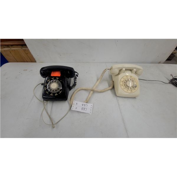 Pair of Vintage Western Electric 500 Series Rotary Dial Desk Telephones