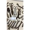 Image 4 : Large Lot of Antique Wrenches, Pipe Wrenches, Tin Snips, and Pliers