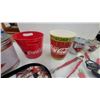 Image 4 : Coca-Cola Galvanized Beverage Tub, Santa Tray, Tins, Buckets, and Utensils