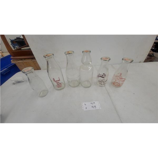6 Vintage Glass Milk Bottles: Pleasant View Dairy, Co-op, and Kellough's