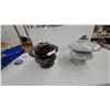 Image 1 : 2 Multi-Skirted High-Voltage Porcelain Power Line Insulators, Brown and Grey