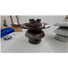 Image 5 : 2 Multi-Skirted High-Voltage Porcelain Power Line Insulators, Brown and Grey