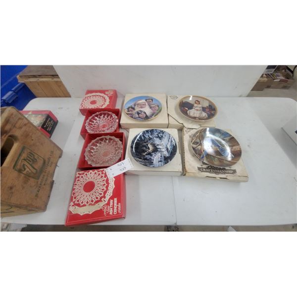 Collection of Knowles Collector Plates and Crystal Ashtrays