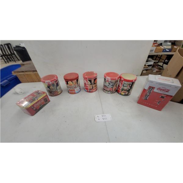Coca-Cola Collectible Tins: Vending Machine Tin, Cylindrical Puzzle Tins, and Cards