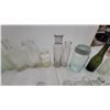 Image 4 : Antique Glass Bottles, Jars, Mason Jar with Zinc Lid, and Stoppers