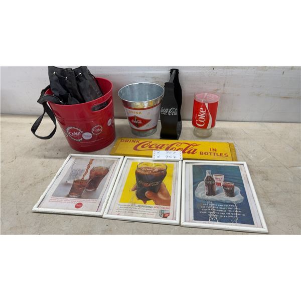 Vintage “Drink Coca-Cola in Bottles” Wooden Advertising Sign, Red on Yellow