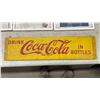 Image 2 : Vintage “Drink Coca-Cola in Bottles” Wooden Advertising Sign, Red on Yellow