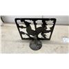 Image 4 : Cast Iron Rooster Cookbook Stand, Stoneware Crock, Iron Finial, and Door Knob