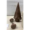 Image 5 : Cast Iron Rooster Cookbook Stand, Stoneware Crock, Iron Finial, and Door Knob