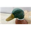 Image 6 : Two Wooden Duck Decoys, Painted Mallard and Unpainted Hen with Glass Eyes