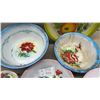 Image 3 : Assorted Enamelware: 10 Bowls and 1 Tray with Floral and Fruit Designs