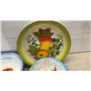 Image 4 : Assorted Enamelware: 10 Bowls and 1 Tray with Floral and Fruit Designs