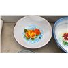 Image 5 : Assorted Enamelware: 10 Bowls and 1 Tray with Floral and Fruit Designs