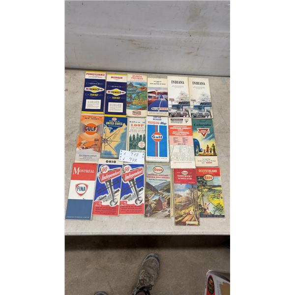 Vintage Gas Station Road Maps: Texaco, Conoco, Gulf, Esso, Fina, and Independent