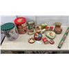 Image 1 : Coca-Cola Tins, Red Rose Tea Tins, Fig Newton Tin, and Christmas Wrapping Paper