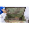 Image 3 : Two Vintage Metal Boxes: Green Ammo Box and Gray Cantilever Tool Box