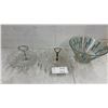 Image 1 : Mid-Century Modern Bowl and Iridescent Glass and Crystal Serving Tray