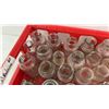 Image 3 : Antique Clear Glass Medicine and Utility Bottles in Red Crate