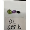 Image 1 : Three True Gemstones: 4.93 Carat Round Natural Green Tourmaline, 2.79 ct VVS Oval Matt Purple