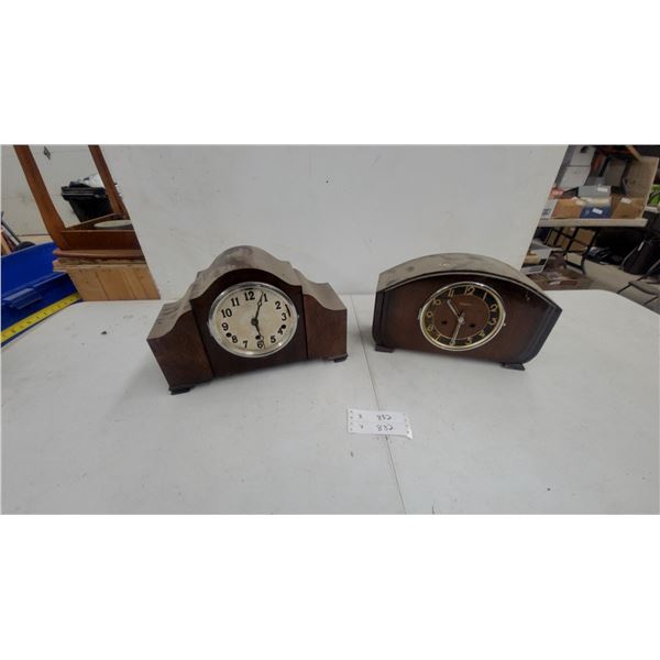 Pair of Vintage Mantel Clocks: Metamec and Art Deco Waterfall Style (No Lens)