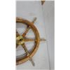 Image 3 : Ship's Wheel, 8-Spoke Wood and Brass, with 6 Handles, 29" Diameter