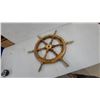 Image 5 : Ship's Wheel, 8-Spoke Wood and Brass, with 6 Handles, 29" Diameter