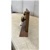 Image 2 : Vintage Wood and Brass Wall-Mount Coat Rack with Three Brass Knobs, 35 1/2 × 7 1/2 × 2 3/4”