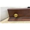 Image 6 : Vintage Wood and Brass Wall-Mount Coat Rack with Three Brass Knobs, 35 1/2 × 7 1/2 × 2 3/4”