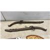 Image 2 : Antique Oak Furniture Guide, Woven Fan, and Two Wooden Yoke Pieces