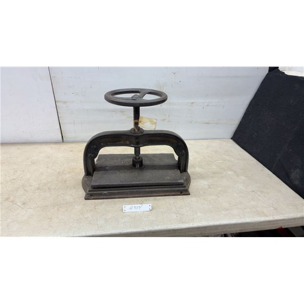 Antique Cast Iron Book Press with Wheel Handle