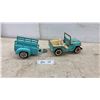 Image 1 : Vintage 1960s Tonka Pressed Steel Turquoise Jeep Commander and Utility Stake Trailer Set